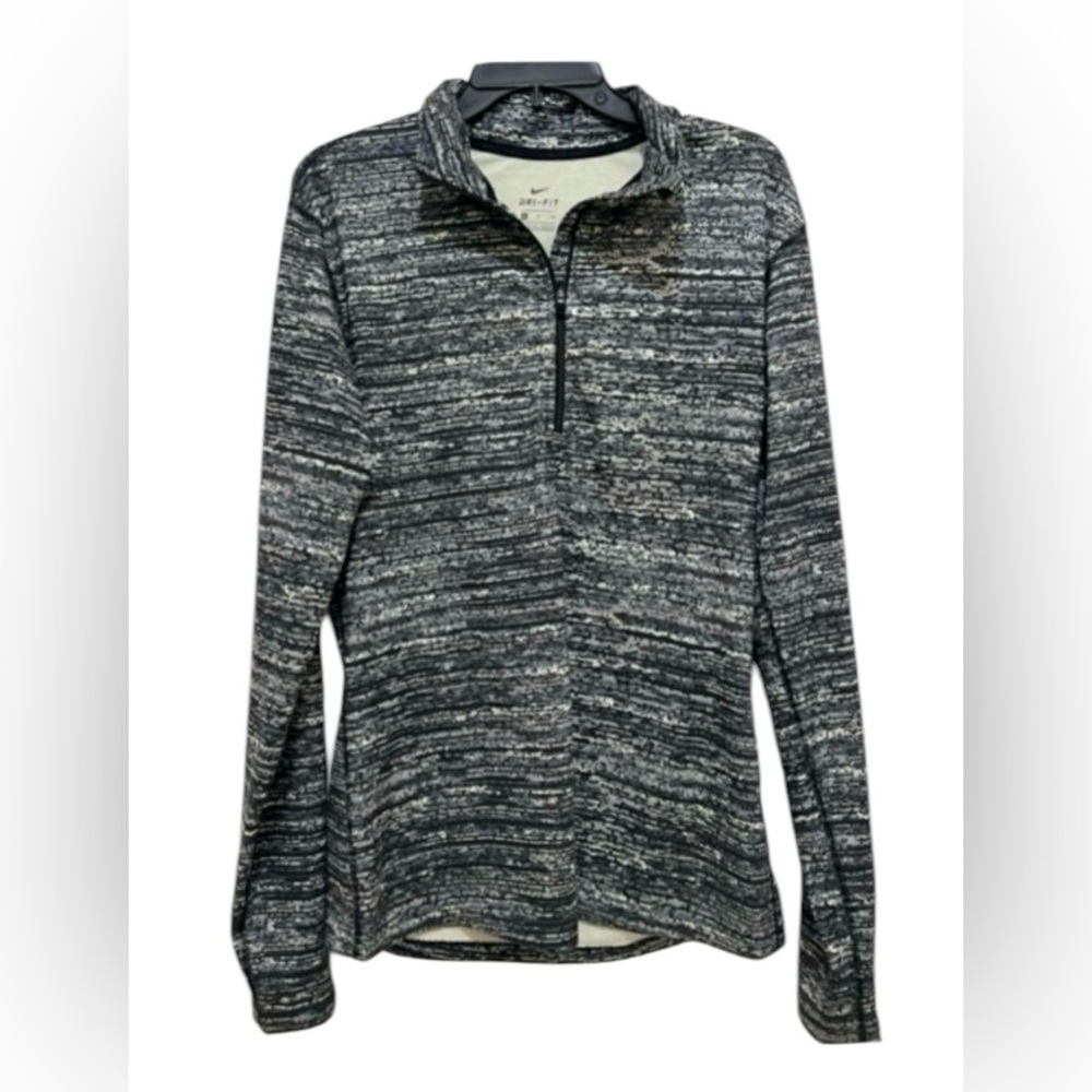 Nike Dri-Fit women’s XL long sleeve 1/4 zip striped green pullover running shirt